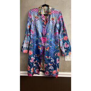 Johnny Was Silk Floral Blazer Jacket Small S NEW